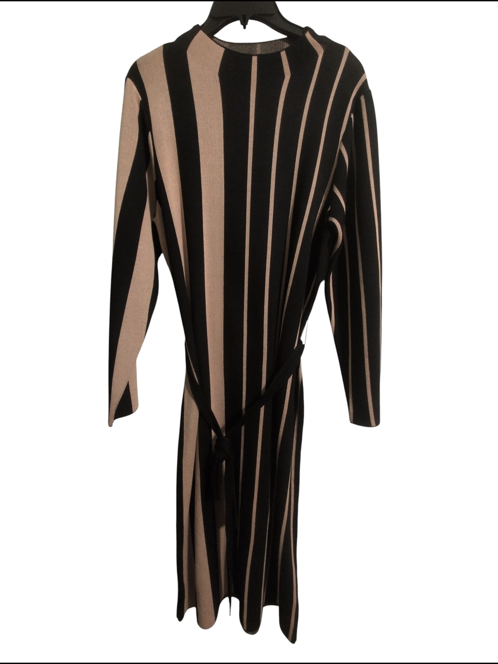 Nwt Nina Leonard Stripe Dress Belt Black Tan Travel Casual Career XL